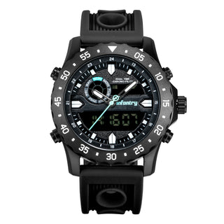 Infantry Digital & Analog Dual Display Men's Watch - Black, Silver waterproof FS-012-BLK-R