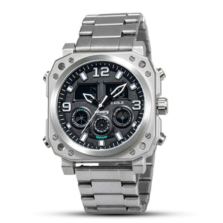 Infantry_Digital Analog Dual Time Men's Watch - Silver waterproof_FS-011-S-S_Stainless_Steel 01