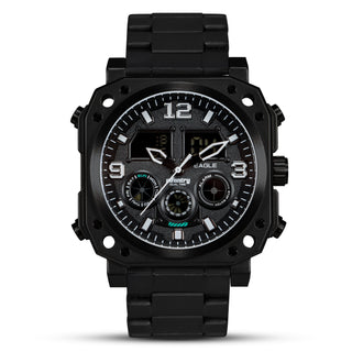 Infantry Digital Analog Dual Time Men's Watch waterproof_ FS-011-BLK-BS Stainless Steel